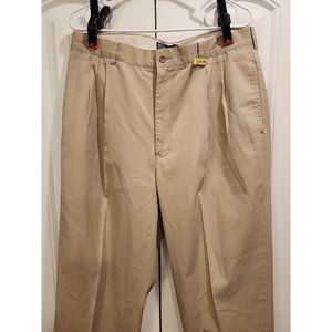 MEN'S 35x30 TAN POLO RALPH LAUREN HAMMOND 100% COTTON CHINO PANTS PLEATED PREPPY